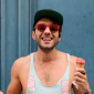 man in cap with icecream